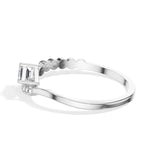 Baguette Ring Emerald Cut Lab Grown Diamond Beaded Band Solitaire