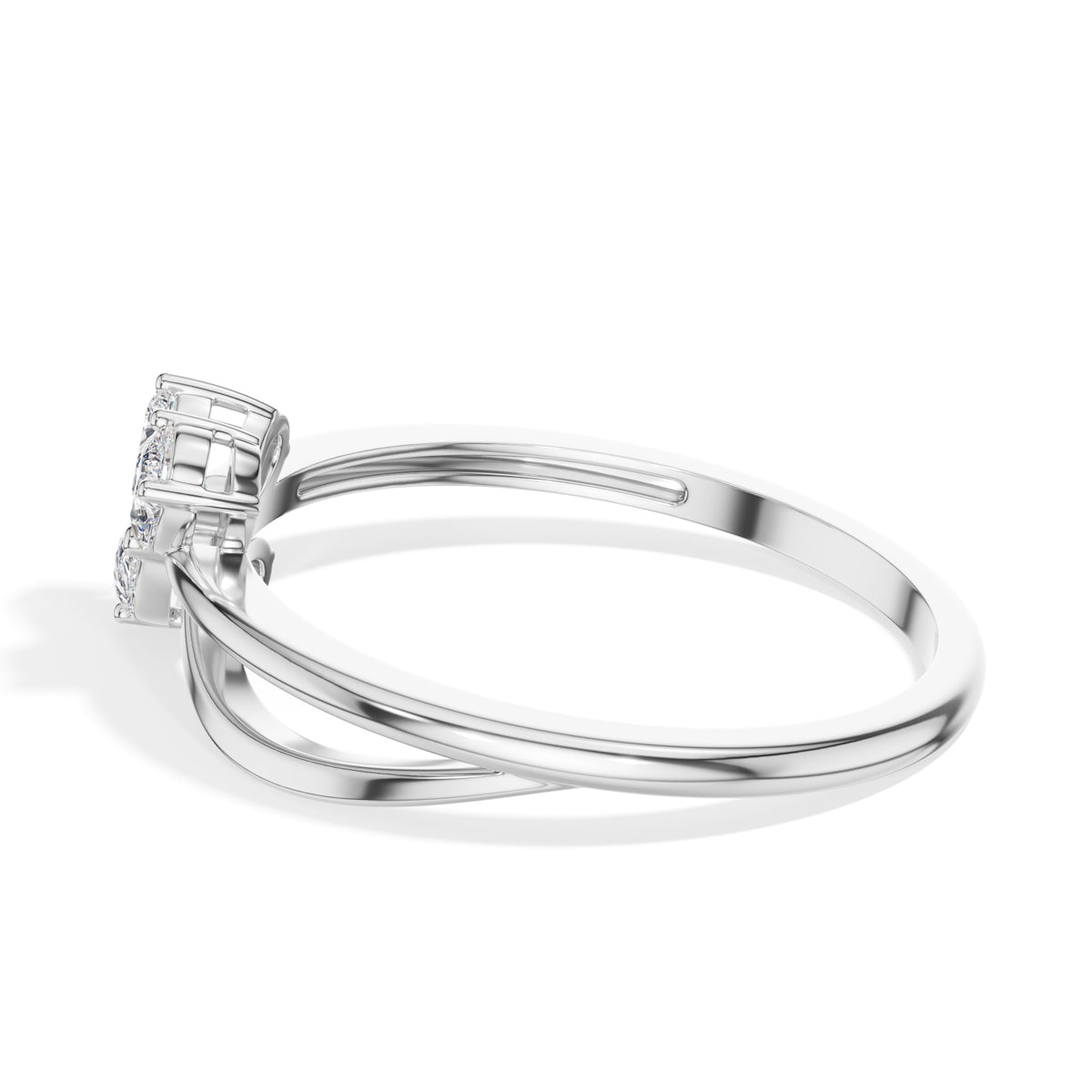 Wisp Ring Pear Lab Grown Diamond Three Stone Bypass Band Floral
