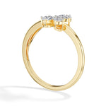 Wisp Ring Pear Lab Grown Diamond Three Stone Bypass Band Floral