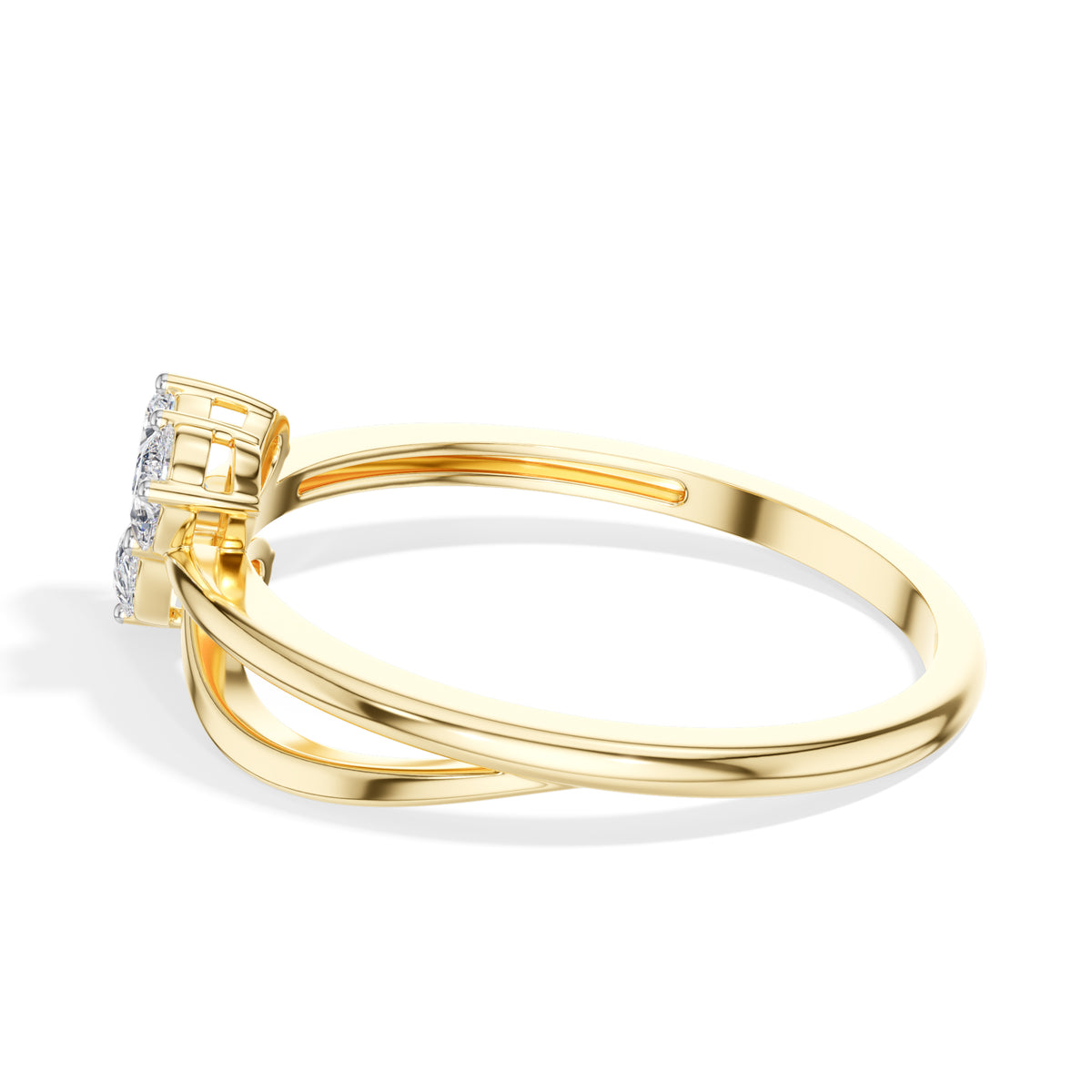 Wisp Ring Pear Lab Grown Diamond Three Stone Bypass Band Floral