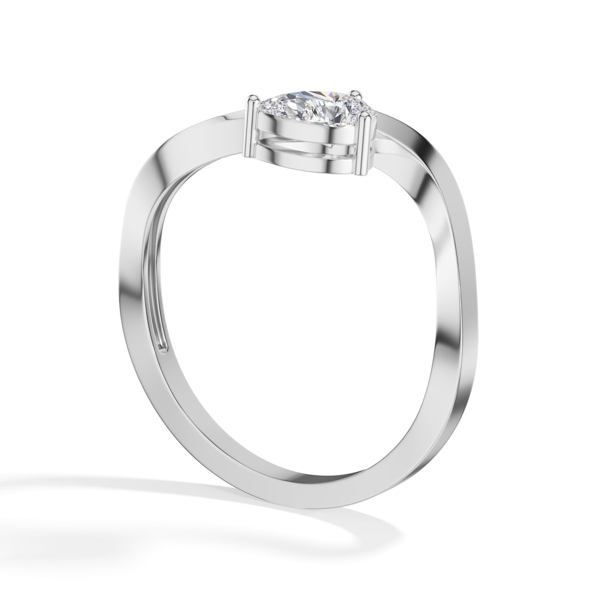 Current Ring Pear Lab Grown Diamond Fluid Bypass Sweep Band