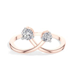 Diverge Ring Round Lab Grown Diamond Two Stone Crossing Arms