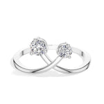 Diverge Ring Round Lab Grown Diamond Two Stone Crossing Arms