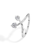 Diverge Ring Round Lab Grown Diamond Two Stone Crossing Arms