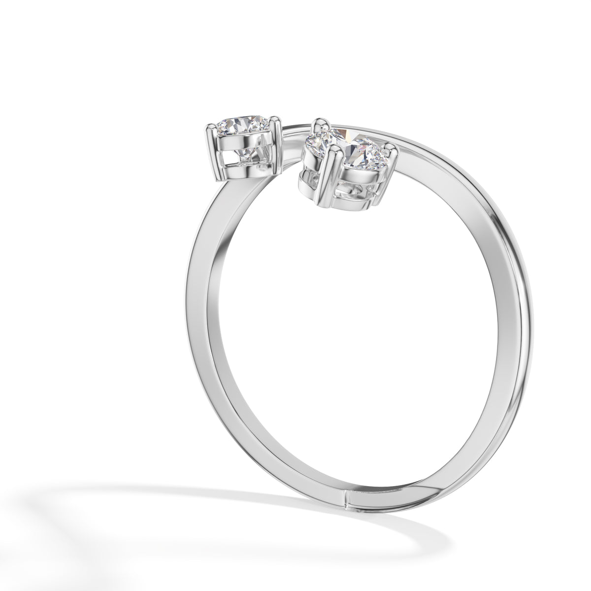 Diverge Ring Round Lab Grown Diamond Two Stone Crossing Arms
