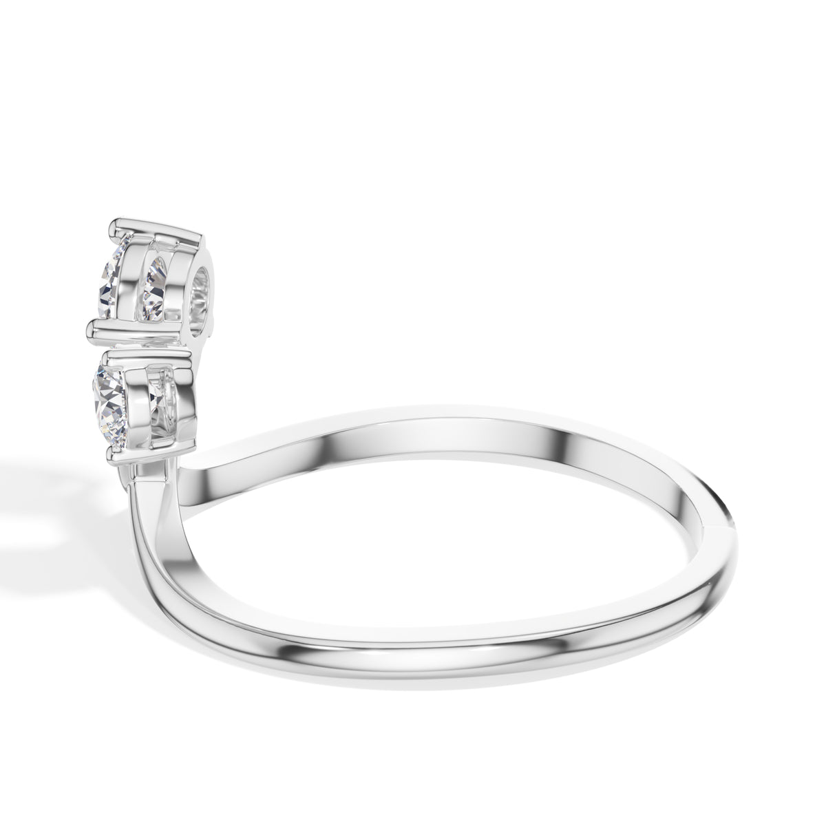 Diverge Ring Round Lab Grown Diamond Two Stone Crossing Arms