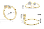 Diverge Ring Round Lab Grown Diamond Two Stone Crossing Arms