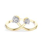 Diverge Ring Round Lab Grown Diamond Two Stone Crossing Arms