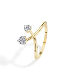 Diverge Ring Round Lab Grown Diamond Two Stone Crossing Arms