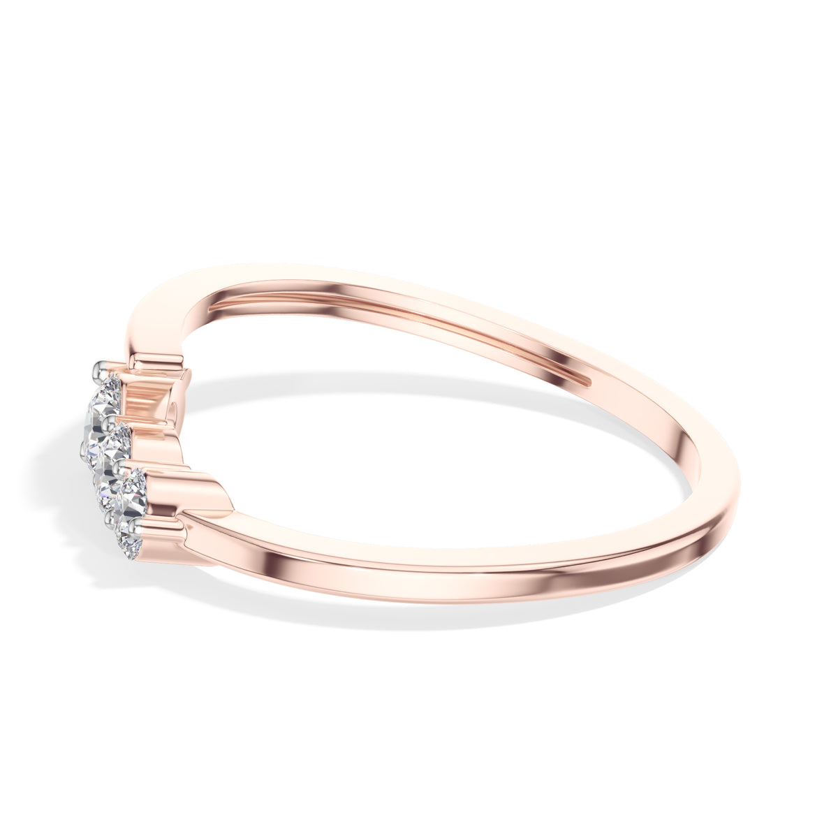Gradual Ring Round Lab Grown Diamond Three Stone Graduating Bypass