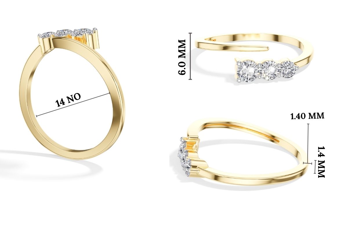 Gradual Ring Round Lab Grown Diamond Three Stone Graduating Bypass