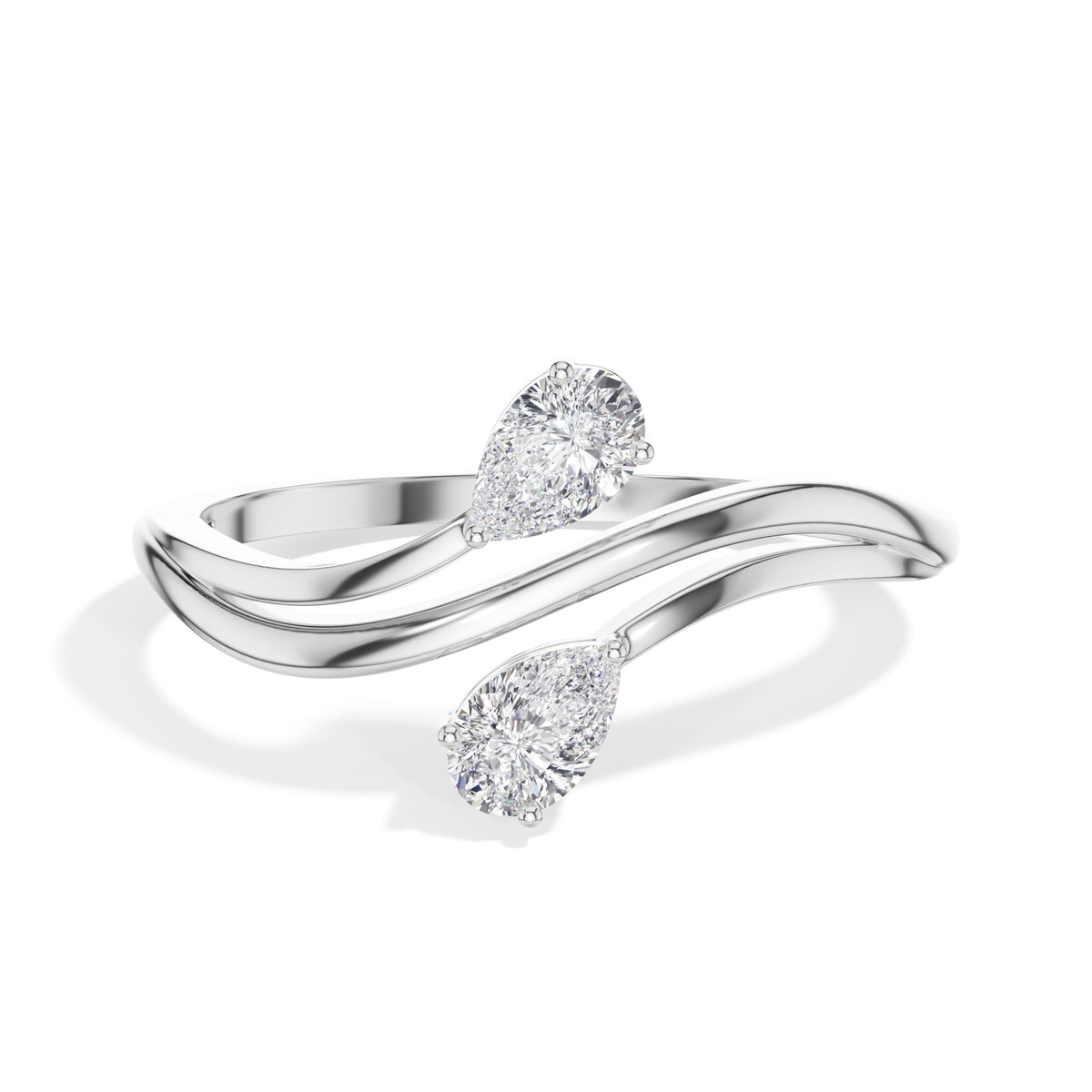 Billow Ring Pear Lab Grown Diamond Two Stono Opposing Bypass Band