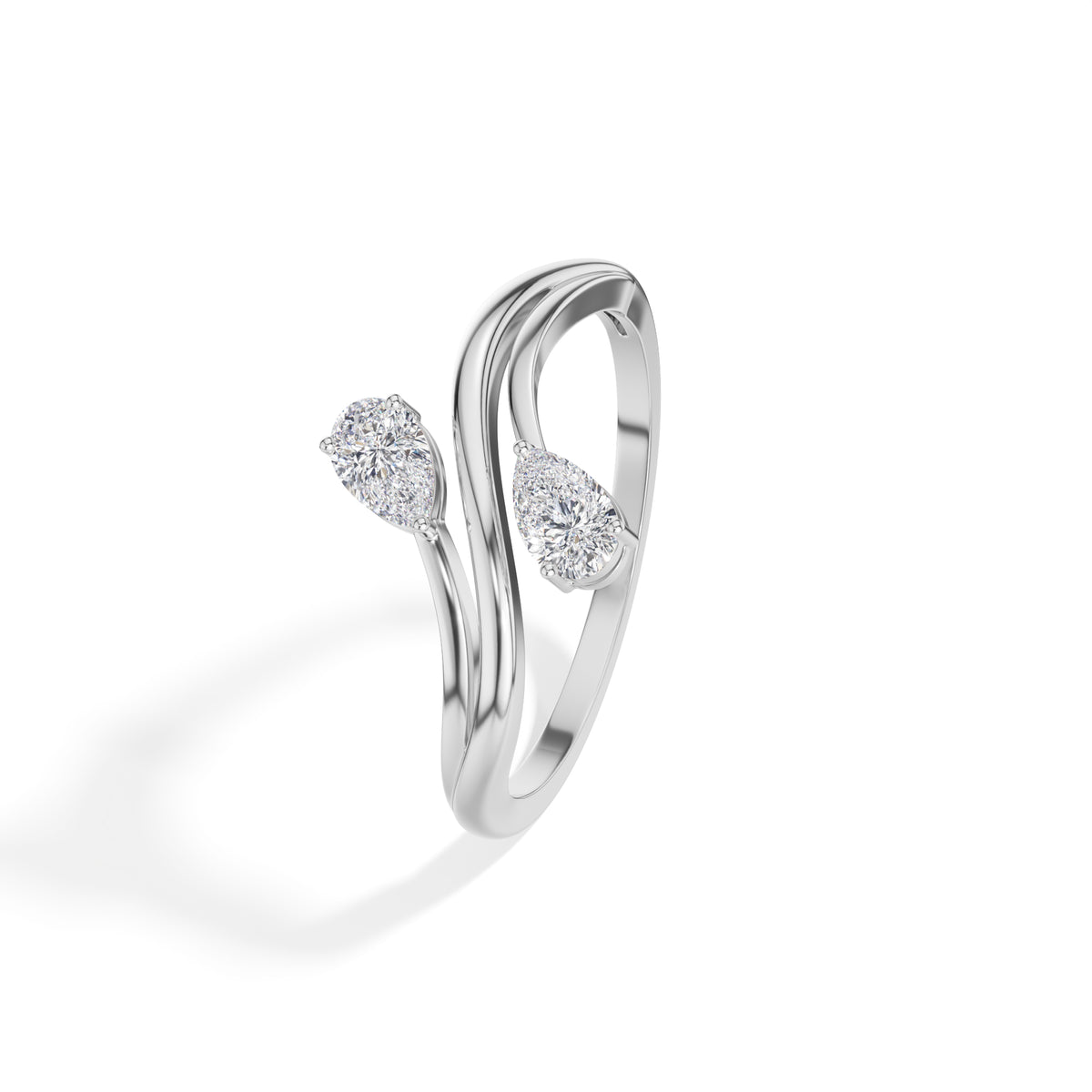 Billow Ring Pear Lab Grown Diamond Two Stono Opposing Bypass Band