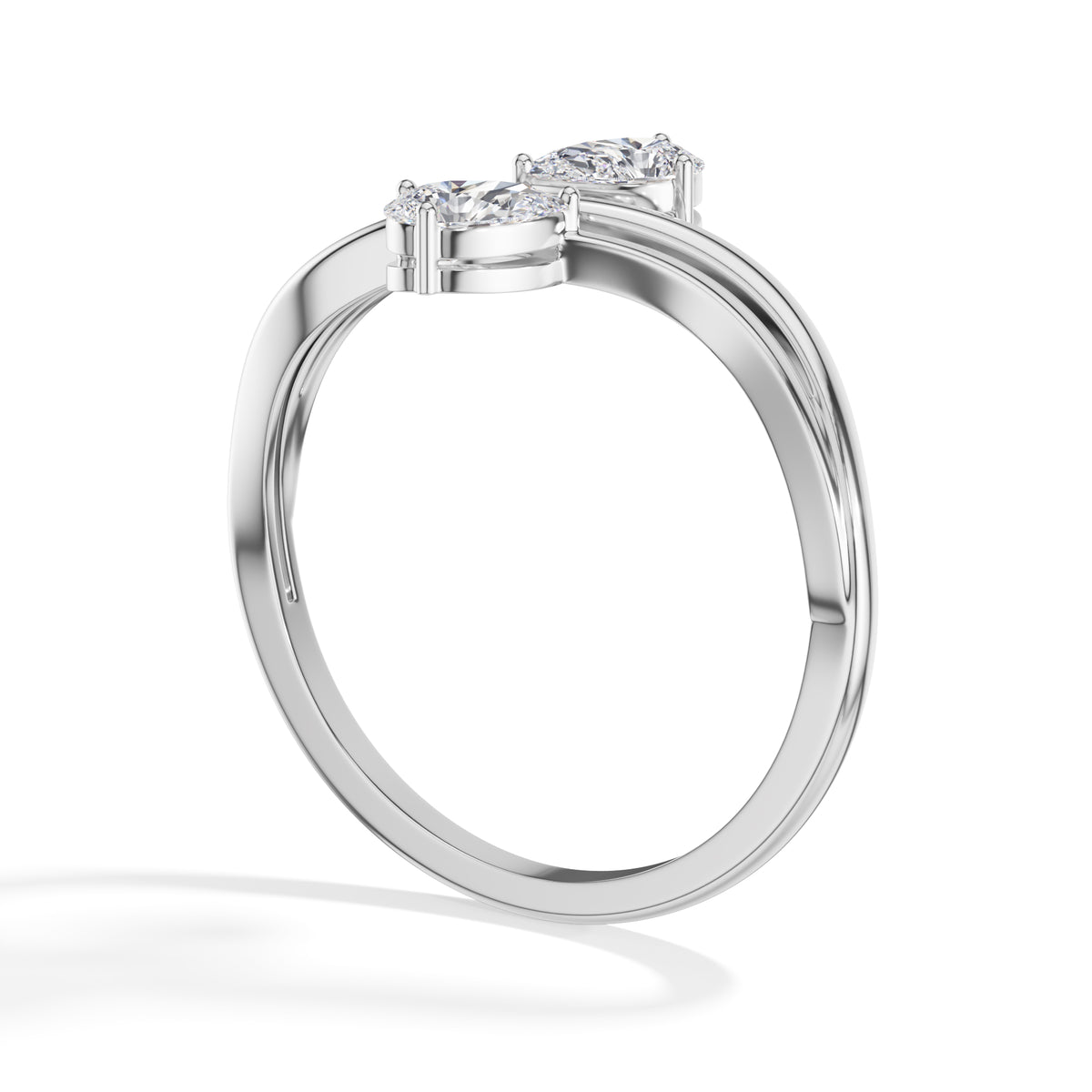 Billow Ring Pear Lab Grown Diamond Two Stono Opposing Bypass Band