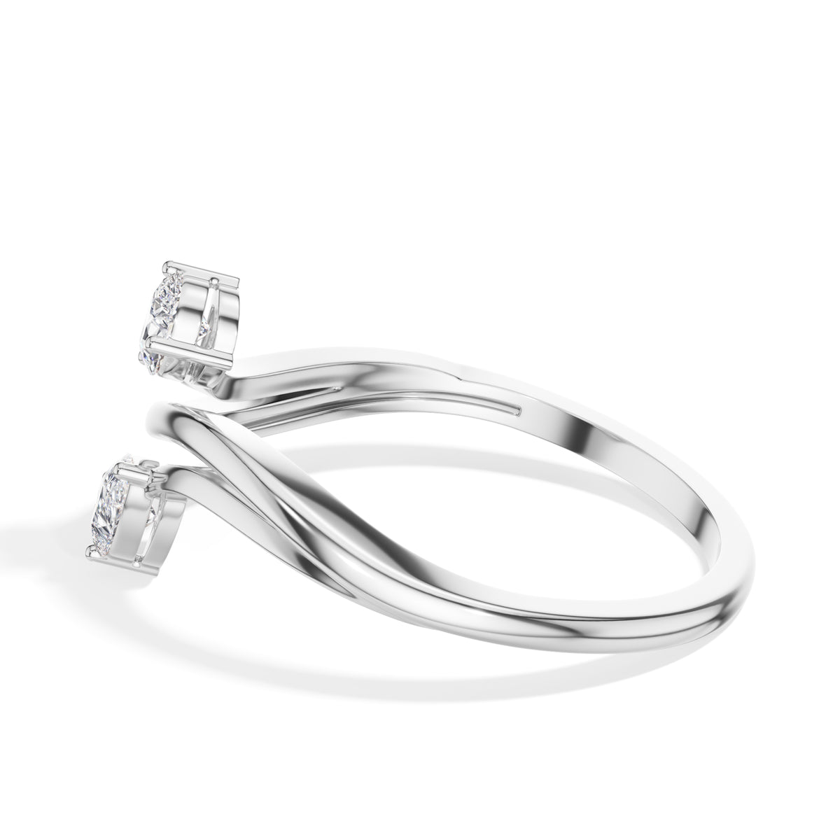 Billow Ring Pear Lab Grown Diamond Two Stono Opposing Bypass Band