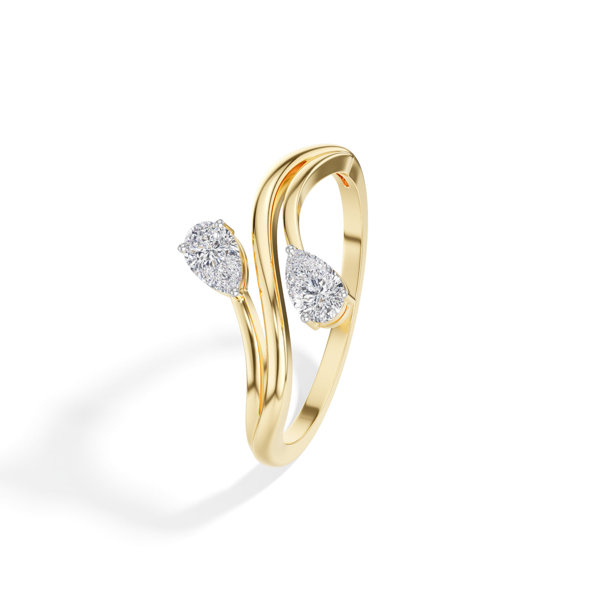 Billow Ring Pear Lab Grown Diamond Two Stono Opposing Bypass Band