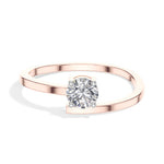 Plume Ring Round Lab Grown Diamond Minimal Plain Band Solitaire