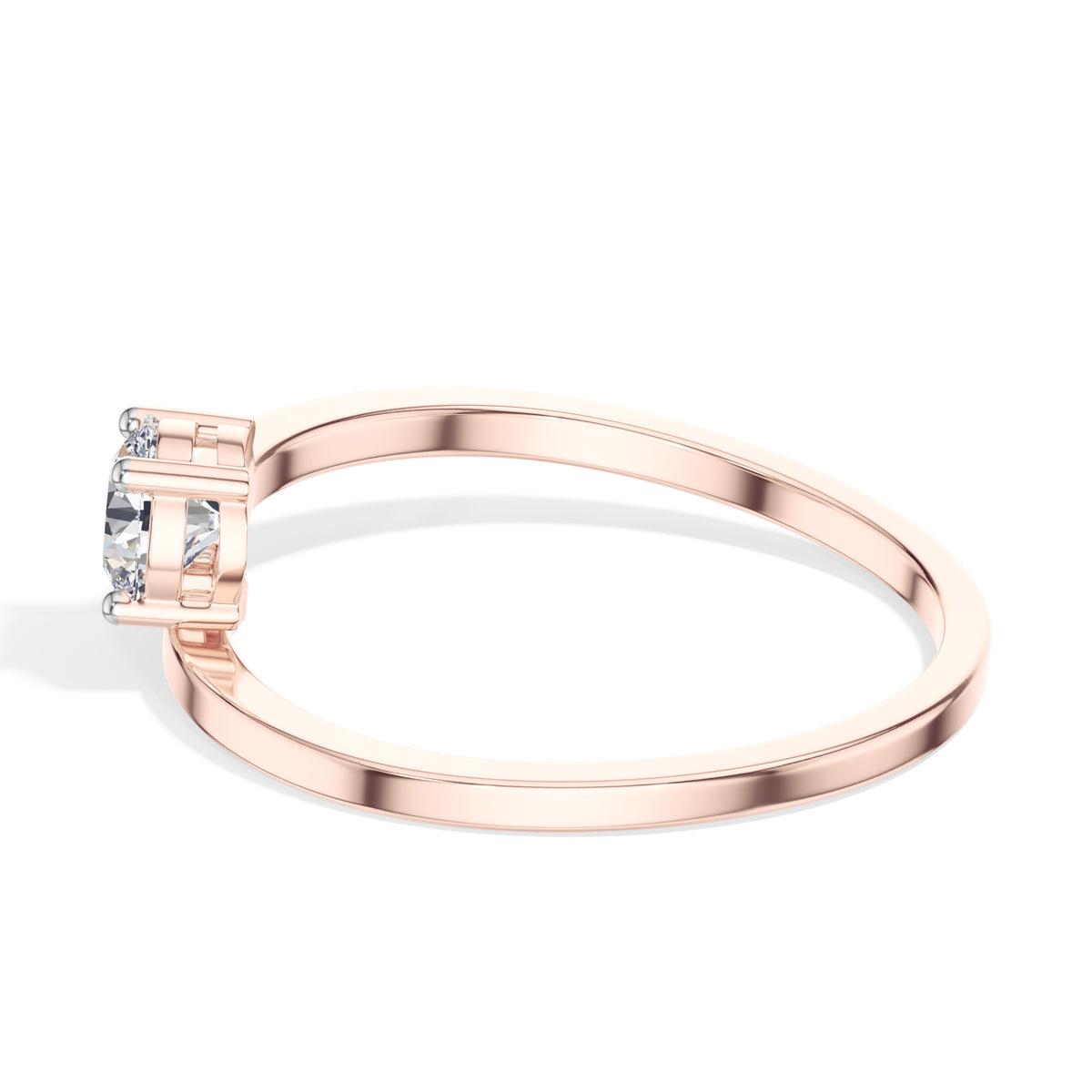 Plume Ring Round Lab Grown Diamond Minimal Plain Band Solitaire