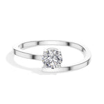 Plume Ring Round Lab Grown Diamond Minimal Plain Band Solitaire