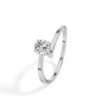 Plume Ring Round Lab Grown Diamond Minimal Plain Band Solitaire
