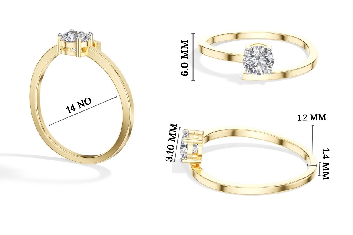 Plume Ring Round Lab Grown Diamond Minimal Plain Band Solitaire