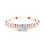 Grain Ring Princess Cut Lab Grown Diamond Beaded Band Solitaire