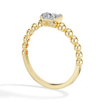 Grain Ring Princess Cut Lab Grown Diamond Beaded Band Solitaire