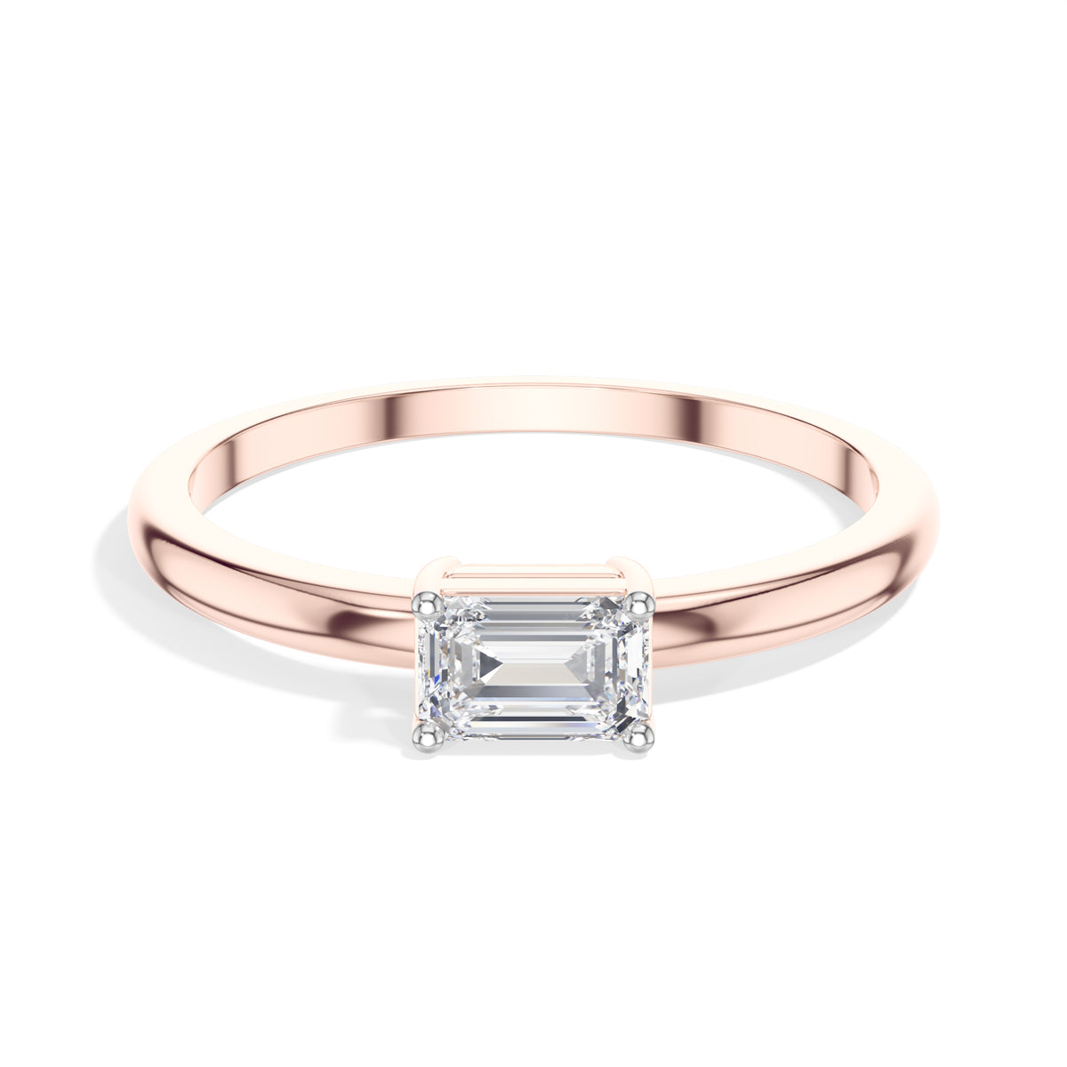 Tableau Ring Emerald Cut Lab Grown Diamond Minimal Plain Band