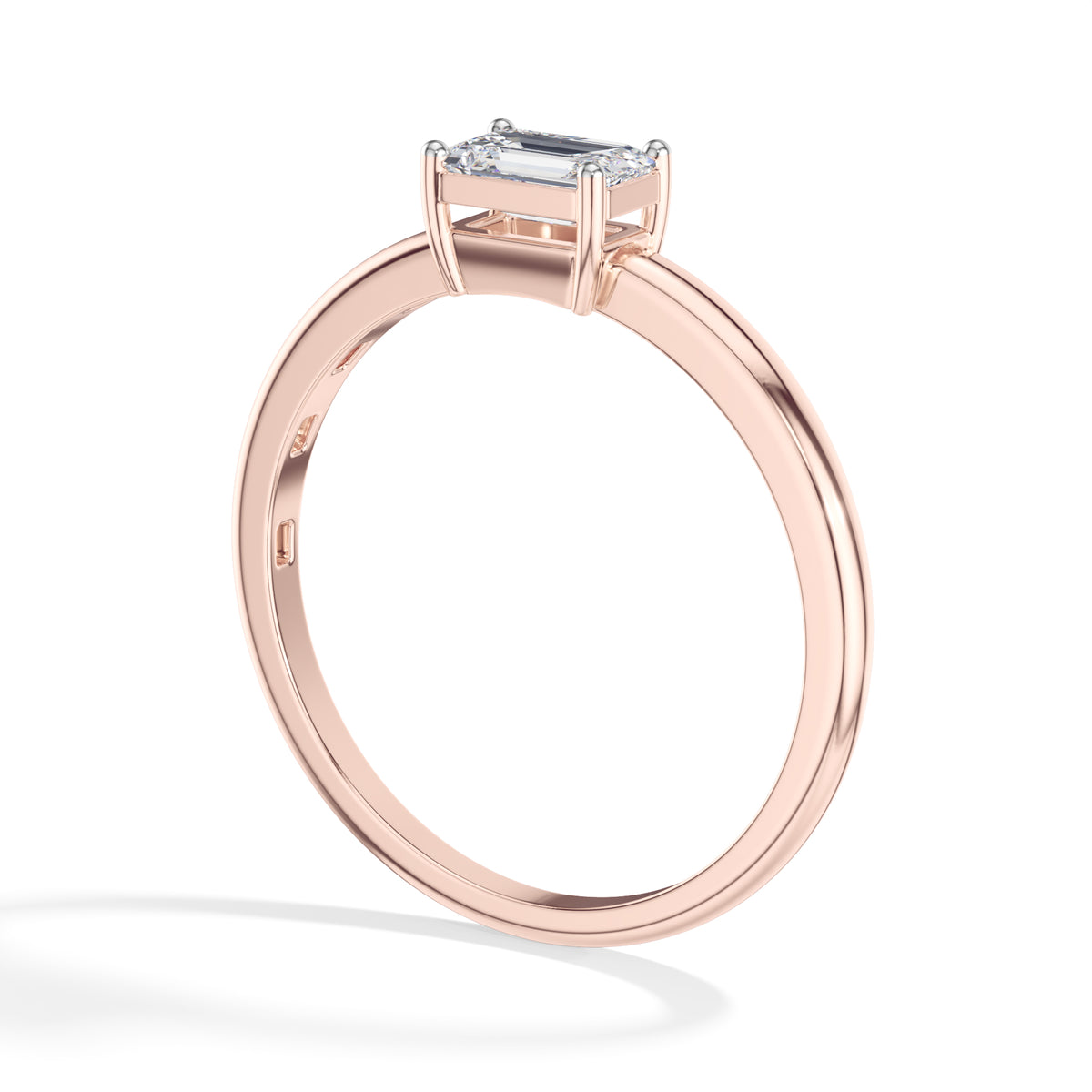 Tableau Ring Emerald Cut Lab Grown Diamond Minimal Plain Band