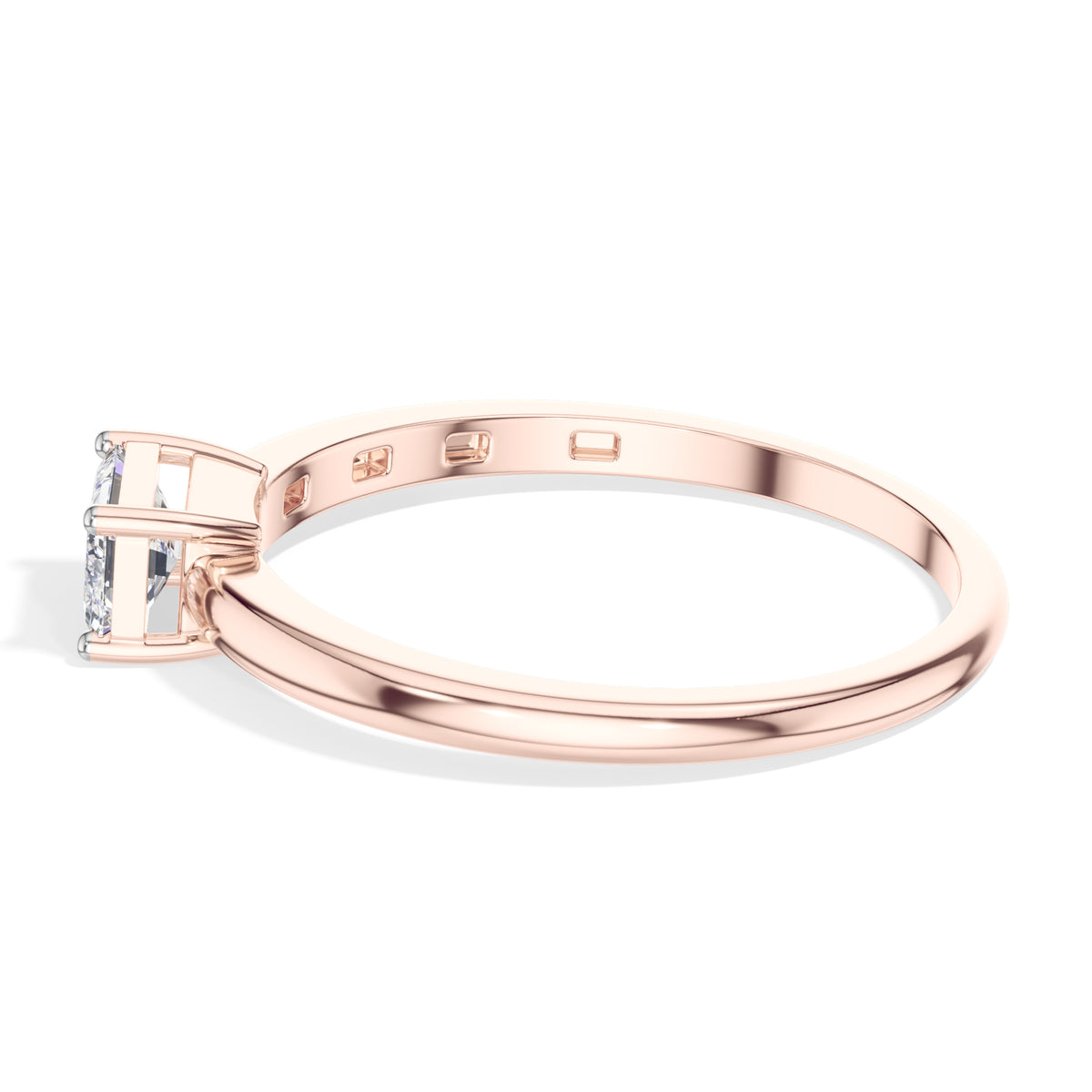 Tableau Ring Emerald Cut Lab Grown Diamond Minimal Plain Band