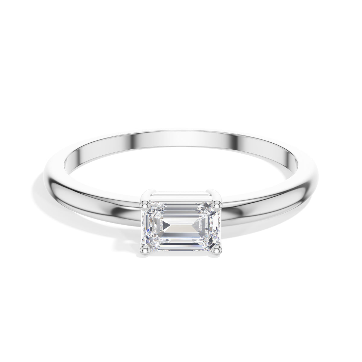 Tableau Ring Emerald Cut Lab Grown Diamond Minimal Plain Band