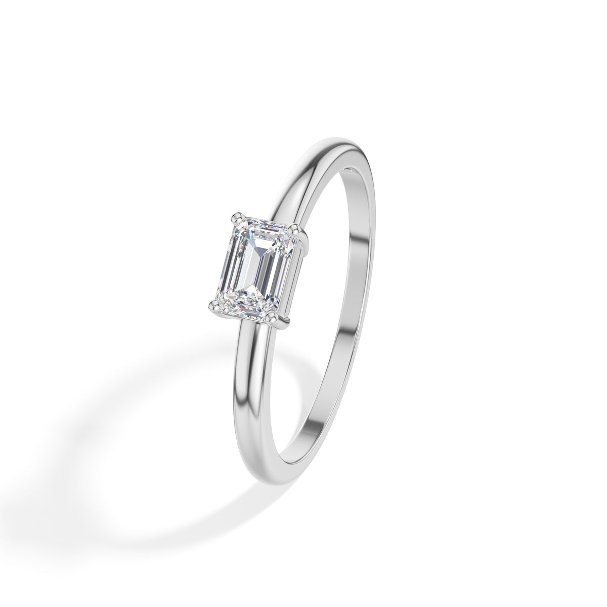 Tableau Ring Emerald Cut Lab Grown Diamond Minimal Plain Band