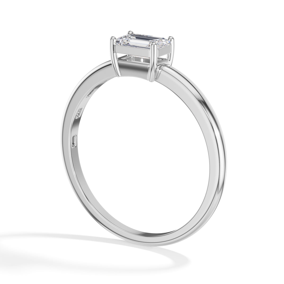 Tableau Ring Emerald Cut Lab Grown Diamond Minimal Plain Band