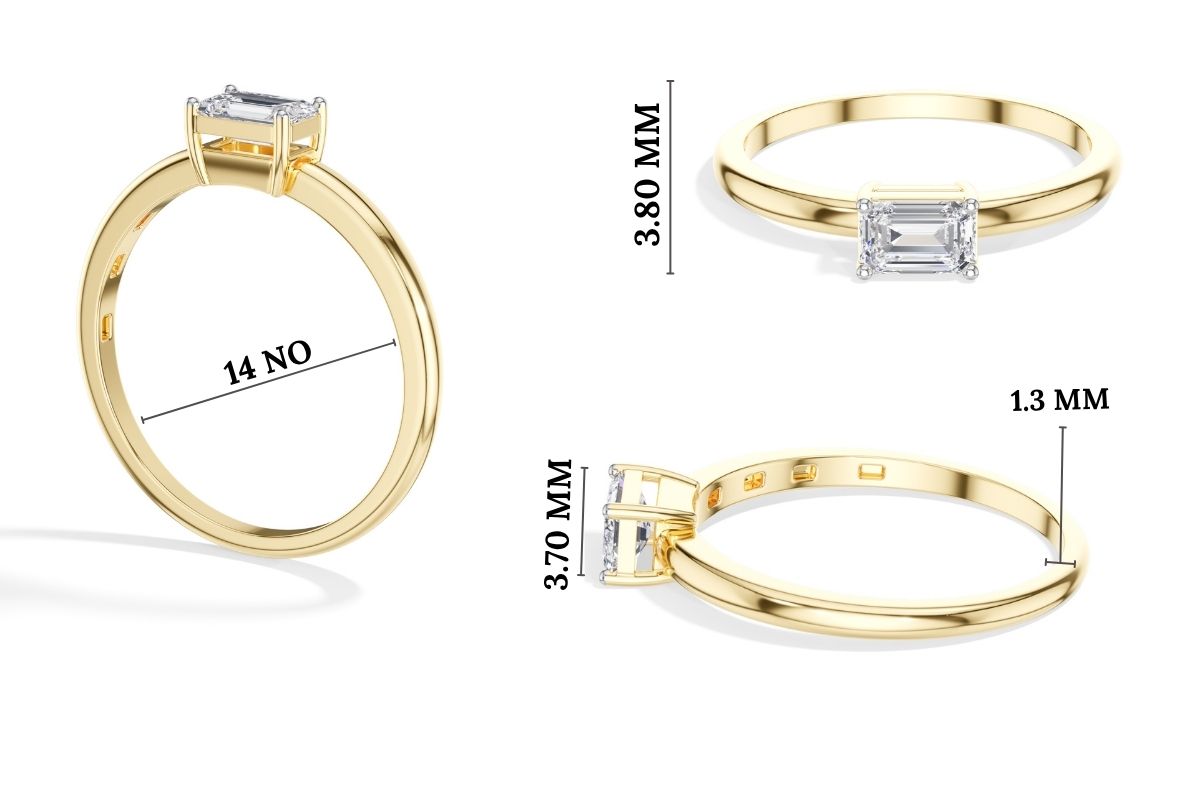 Tableau Ring Emerald Cut Lab Grown Diamond Minimal Plain Band