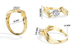 Pinna Ring Round Lab Grown Diamond Double Chevron Band Solitaire