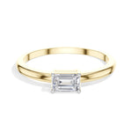 Tableau Ring Emerald Cut Lab Grown Diamond Minimal Plain Band