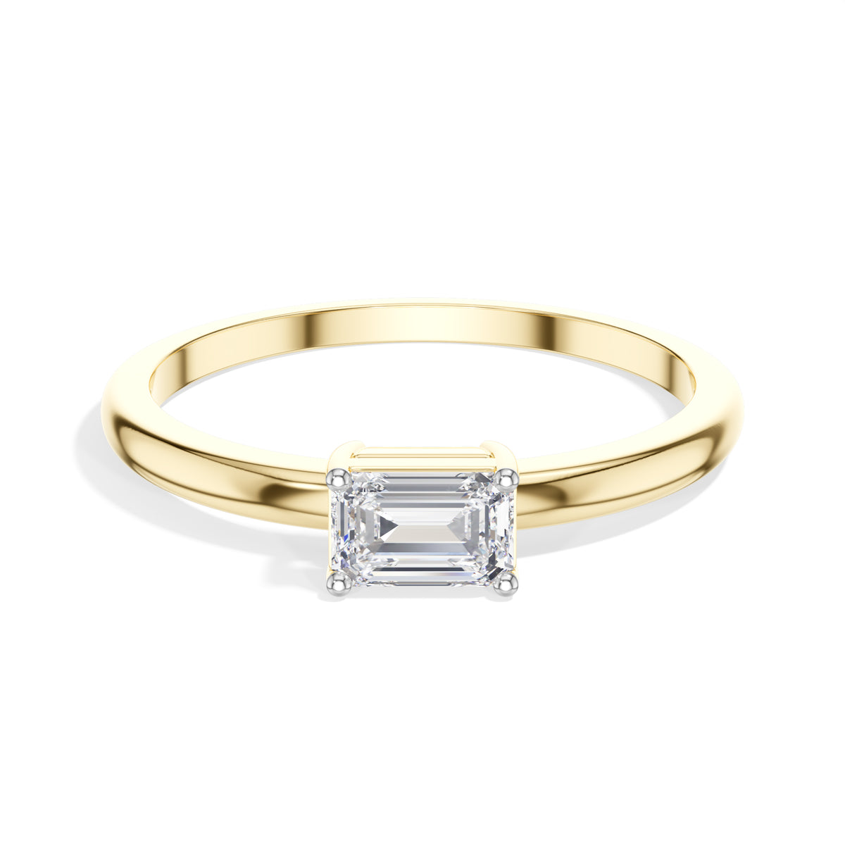 Tableau Ring Emerald Cut Lab Grown Diamond Minimal Plain Band