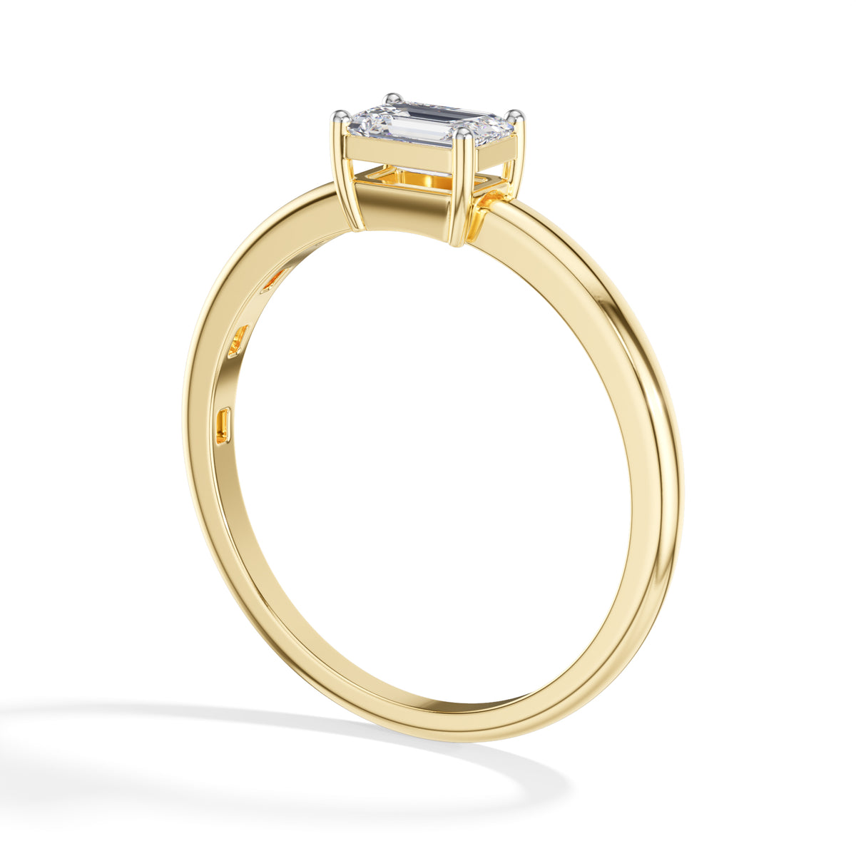 Tableau Ring Emerald Cut Lab Grown Diamond Minimal Plain Band