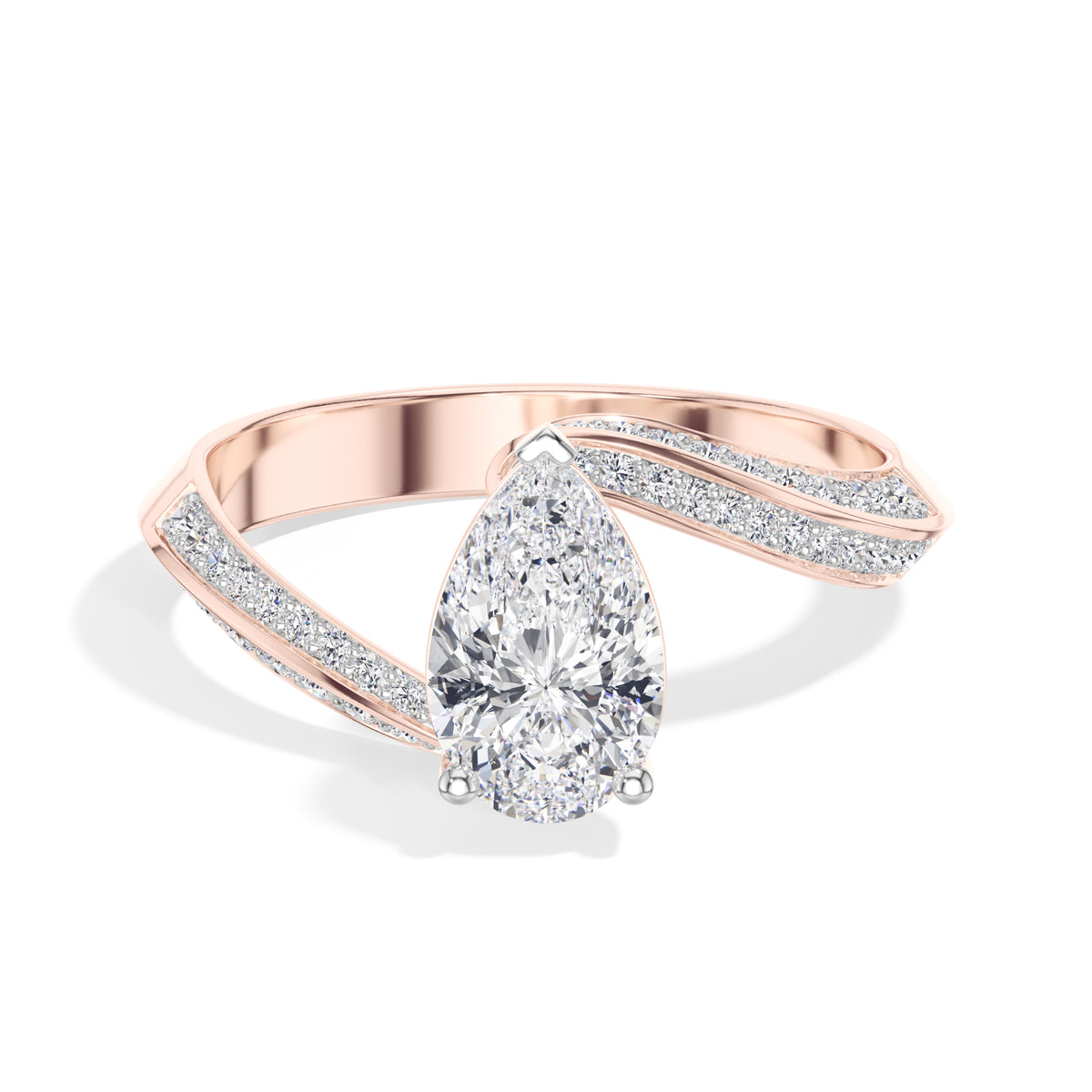 Pear Twist Pave Lab Grown Diamond Isavel Engagement Ring 