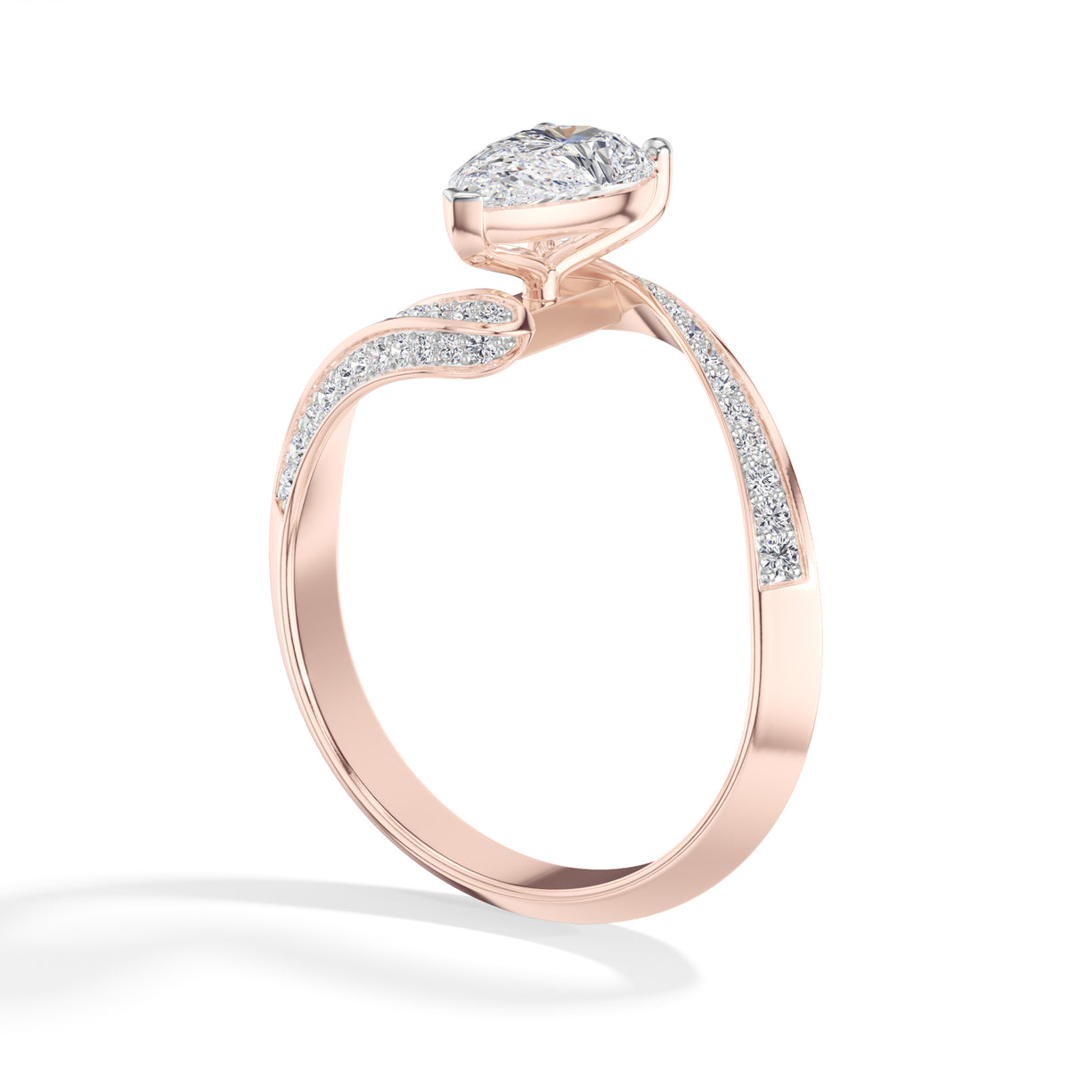 Pear Twist Pave Lab Grown Diamond Isavel Engagement Ring 