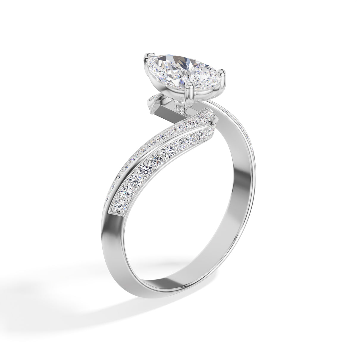 Pear Twist Pave Lab Grown Diamond Isavel Engagement Ring 