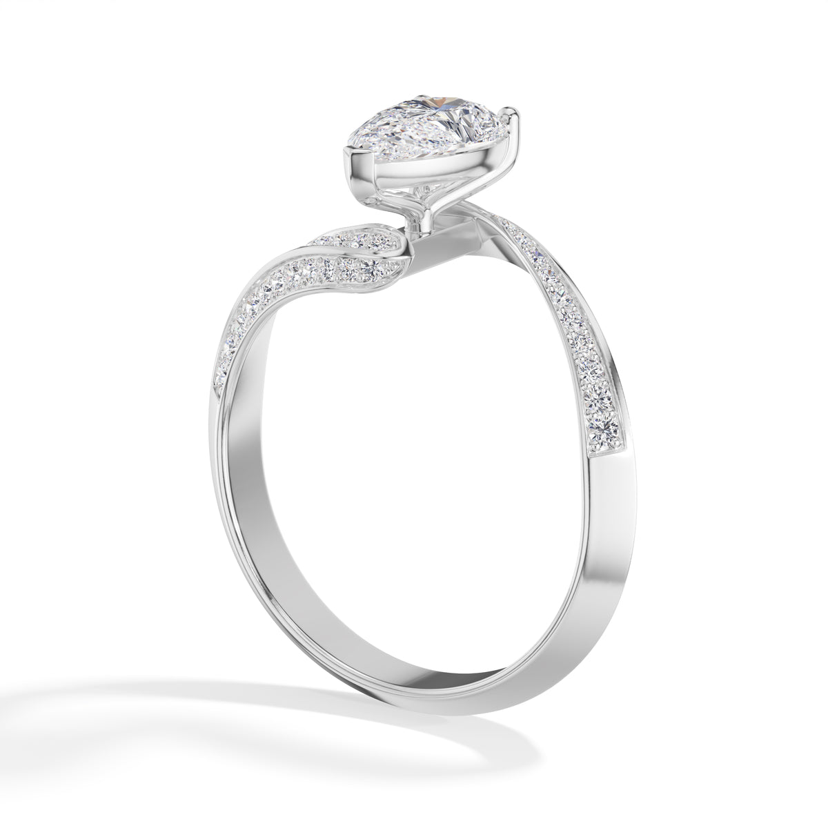 Pear Twist Pave Lab Grown Diamond Isavel Engagement Ring 