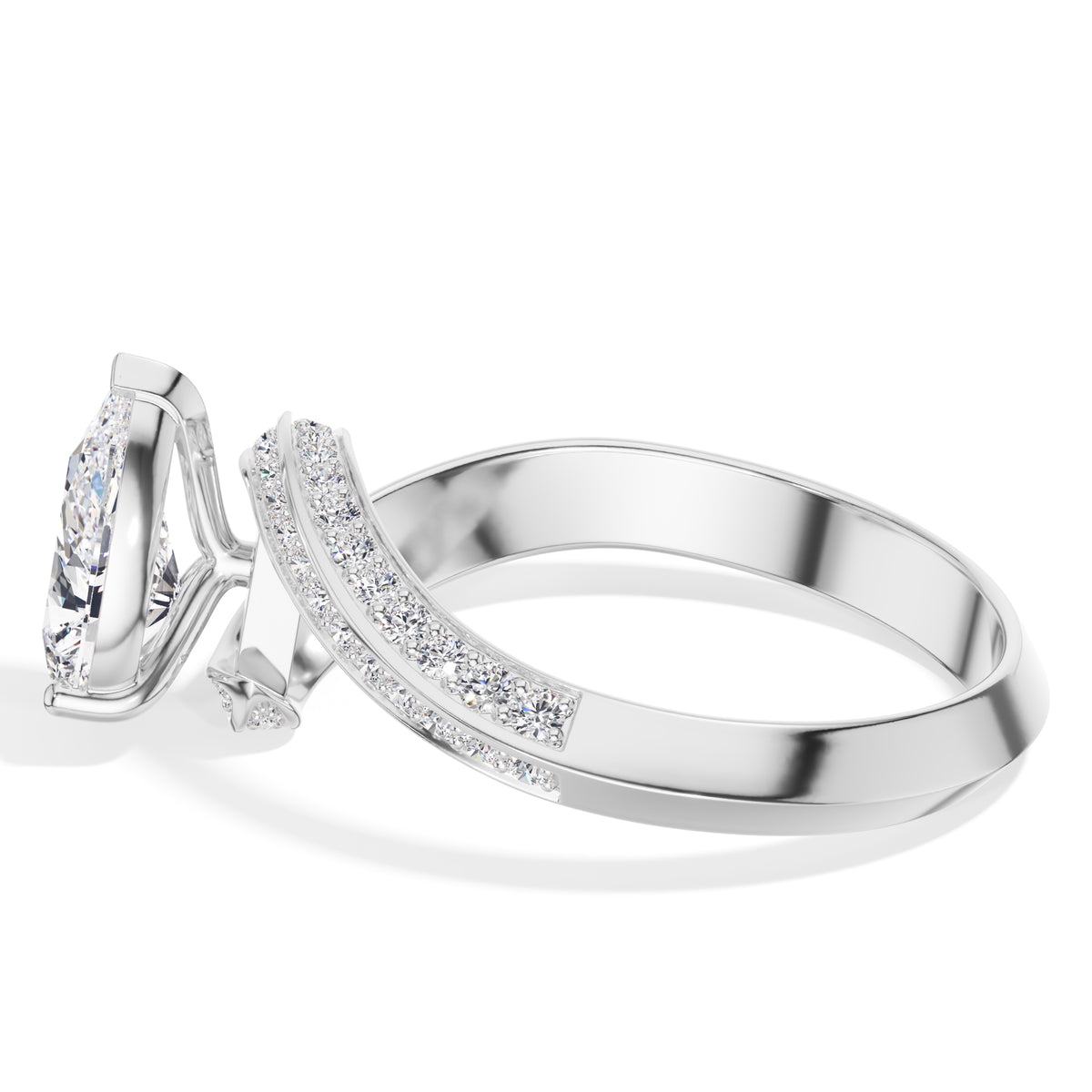Pear Twist Pave Lab Grown Diamond Isavel Engagement Ring 