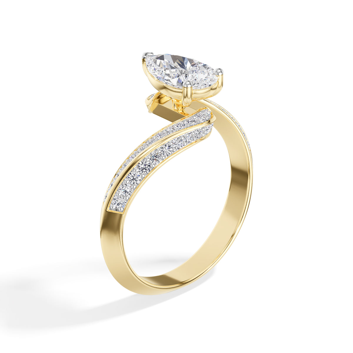 Pear Twist Pave Lab Grown Diamond Isavel Engagement Ring 