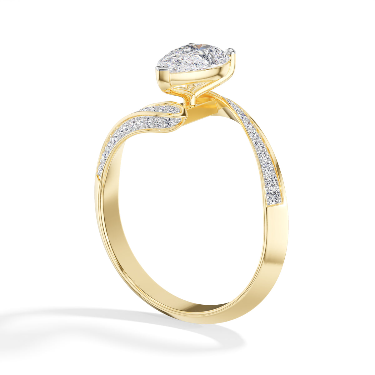 Pear Twist Pave Lab Grown Diamond Isavel Engagement Ring 