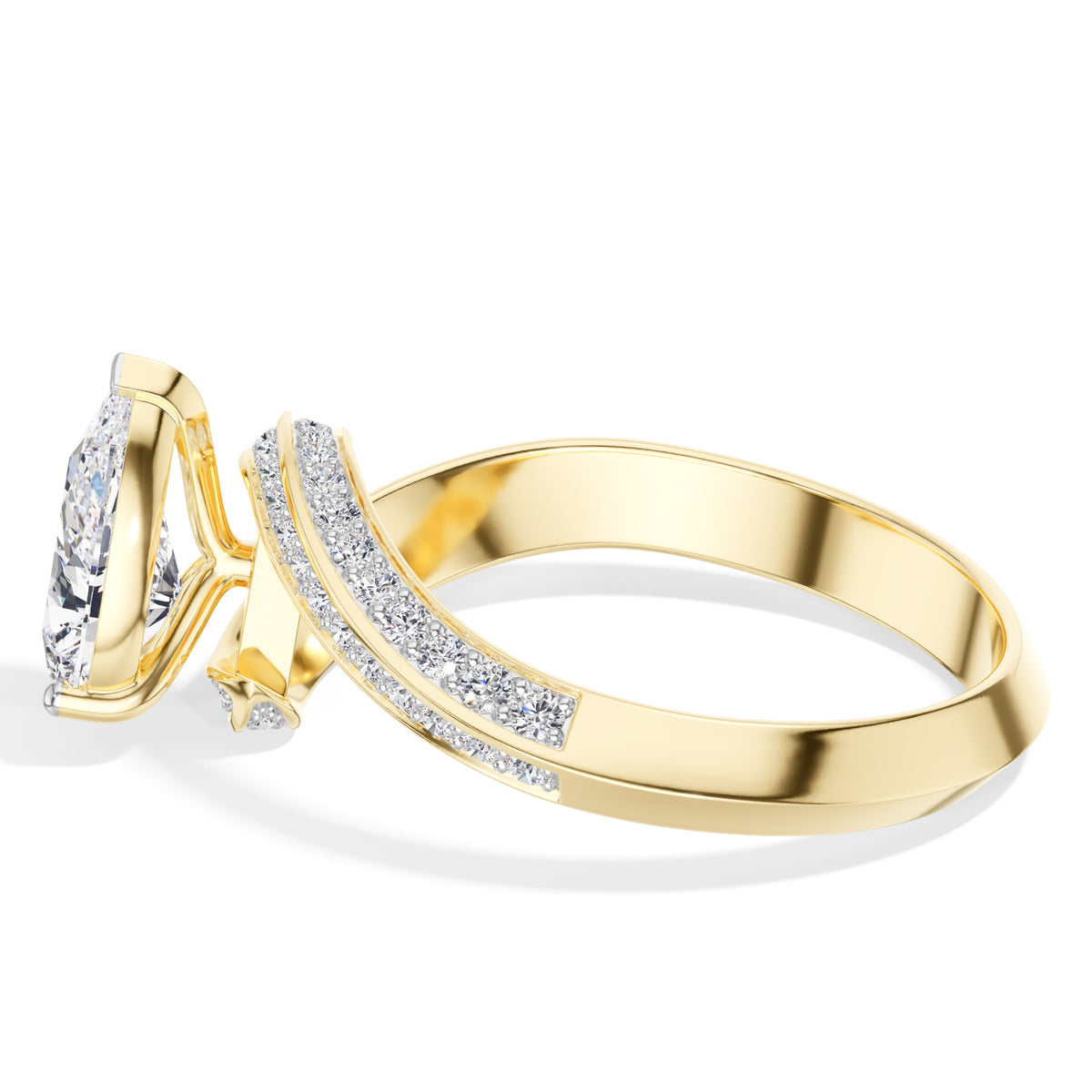 Pear Twist Pave Lab Grown Diamond Isavel Engagement Ring 