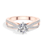 Round Split-Shank Pave Lab Grown Diamond Mirelle Engagement Ring 