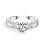Round Split-Shank Pave Lab Grown Diamond Mirelle Engagement Ring 