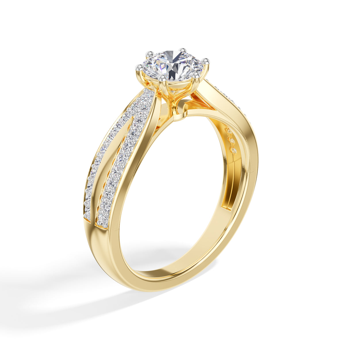 Round Split-Shank Pave Lab Grown Diamond Mirelle Engagement Ring 