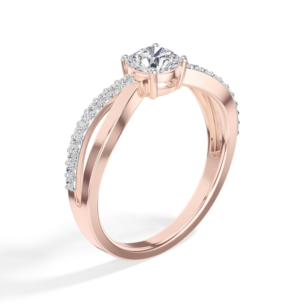 Round Split-Shank Pave Lab Grown Diamond Zeline Engagement Ring